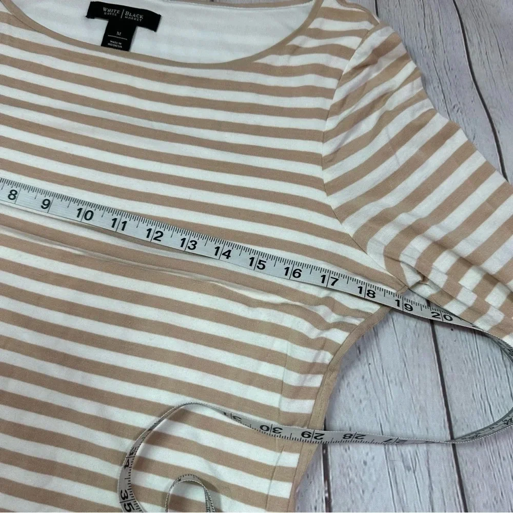 white house black market WHBM striped tee tunic women M neutral minimalist layer - Picture 7 of 10
